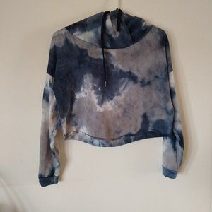 Rue21 Cropped Tie-Dye Hoodie, Blue/Gray, Size XS